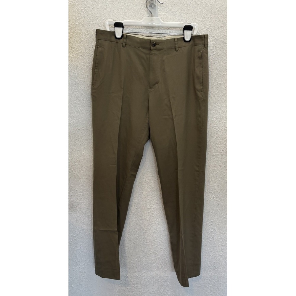 LL Bean Classic Fit Pants Khaki Tan Mens 35x32 Chino Flat Front Straight Leg